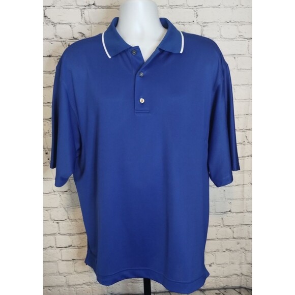 Footjoy royal blue short sleeve polo with white trim - mens Size xlarge - Picture 2 of 9